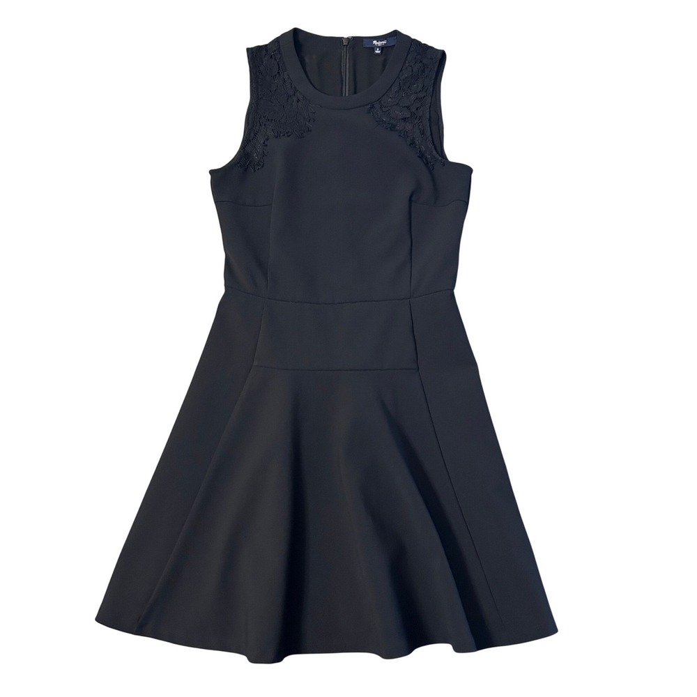 Madewell Dress Womens 0 Black Lace Shoulder Fit and Flare Skater Sleeveless - Picture 2 of 11